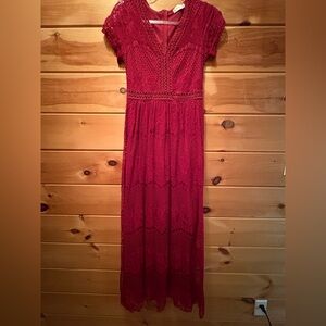 ALTAR'D STATE Dress Marionette Boho Maxi Lace Embroidered SMALL Long